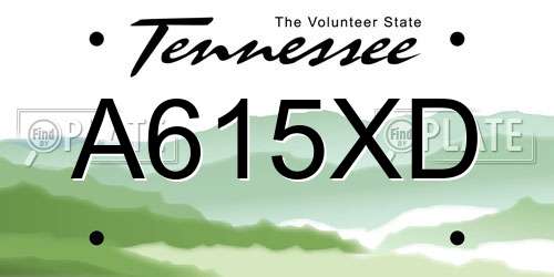 A615XD Tennessee License Plate