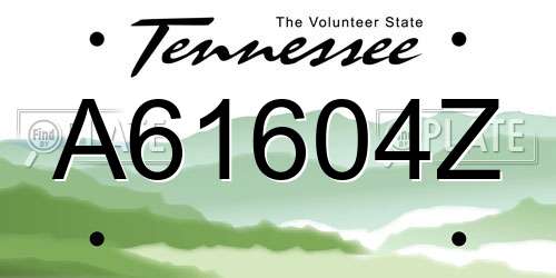 A61604Z Tennessee License Plate