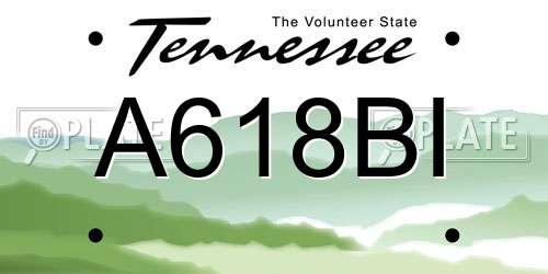 A618BI Tennessee License Plate