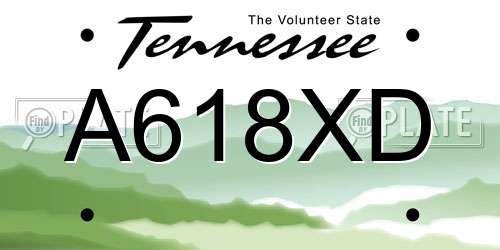 A618XD Tennessee License Plate