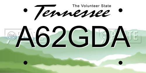 A62GDA Tennessee License Plate