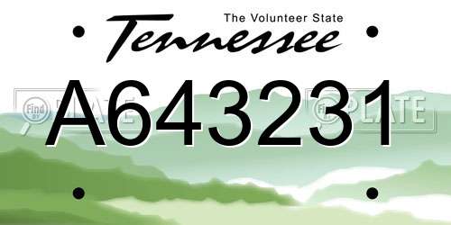A643231 Tennessee License Plate