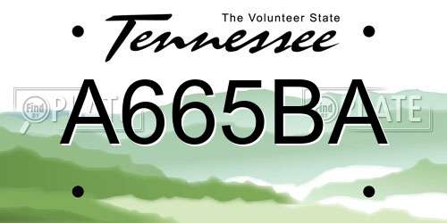 A665BA Tennessee License Plate