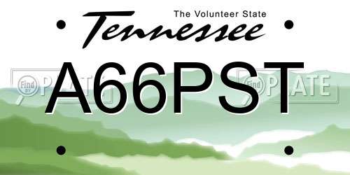 A66PST Tennessee License Plate