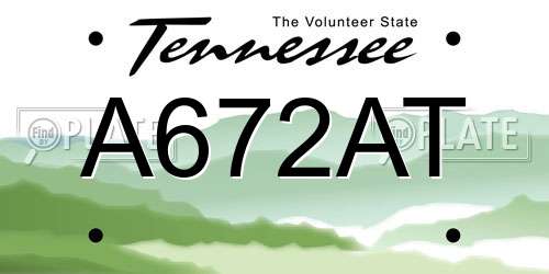 A672AT Tennessee License Plate