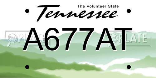 A677AT Tennessee License Plate