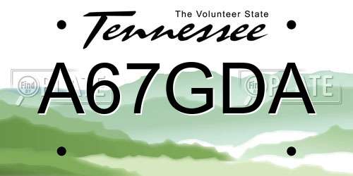 A67GDA Tennessee License Plate
