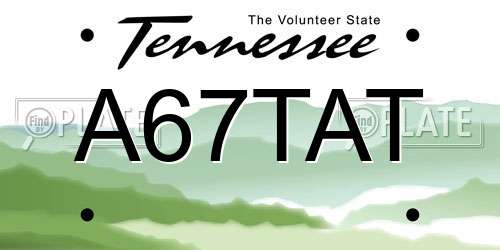 A67TAT Tennessee License Plate