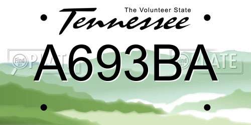 A693BA Tennessee License Plate