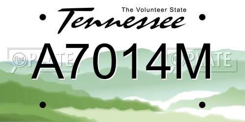 A7014M Tennessee License Plate