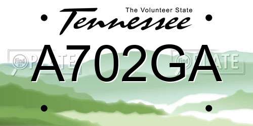 A702GA Tennessee License Plate