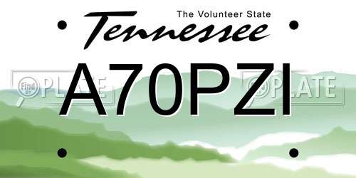 A70PZI Tennessee License Plate