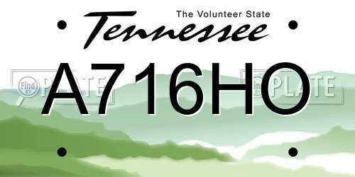 A716HO Tennessee License Plate