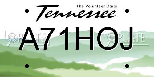 A71HOJ Tennessee License Plate