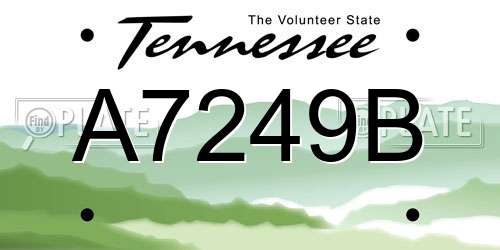 A7249B Tennessee License Plate