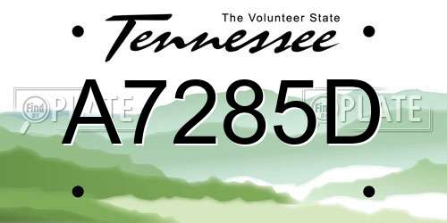 A7285D Tennessee License Plate