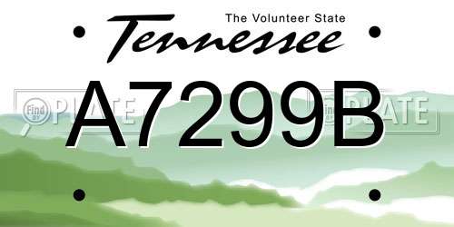 A7299B Tennessee License Plate