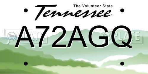 A72AGQ Tennessee License Plate