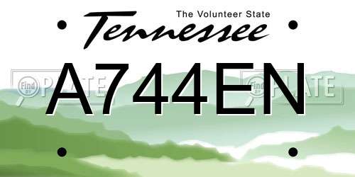 A744EN Tennessee License Plate