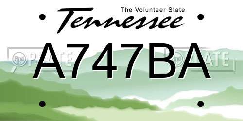 A747BA Tennessee License Plate