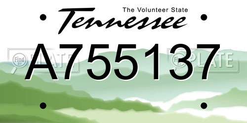 A755137 Tennessee License Plate