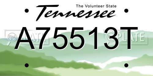 A75513T Tennessee License Plate