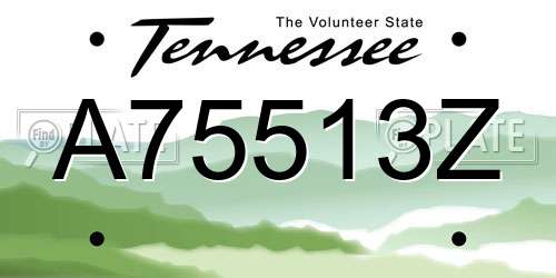 A75513Z Tennessee License Plate