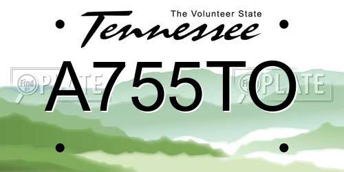 A755TO Tennessee License Plate