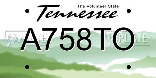 A758TO Tennessee License Plate