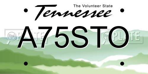 A75STO Tennessee License Plate