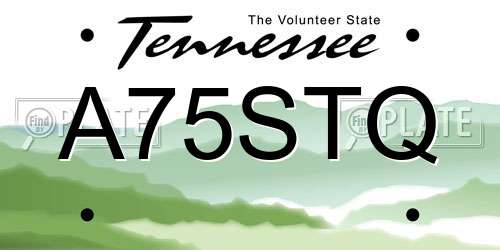 A75STQ Tennessee License Plate