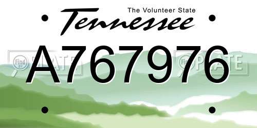 A767976 Tennessee License Plate