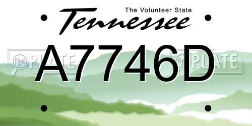 A7746D Tennessee License Plate