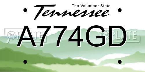 A774GD Tennessee License Plate