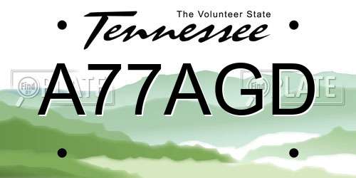 A77AGD Tennessee License Plate