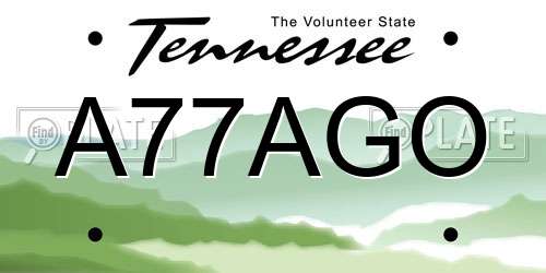 A77AGO Tennessee License Plate