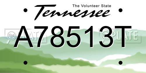 A78513T Tennessee License Plate