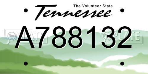 A788132 Tennessee License Plate