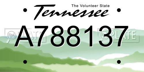 A788137 Tennessee License Plate