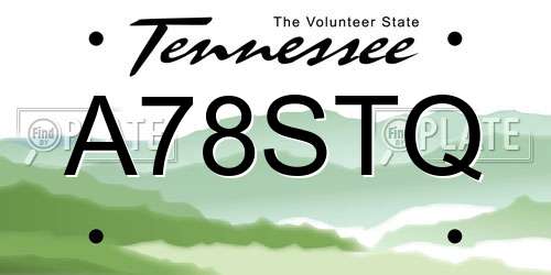 A78STQ Tennessee License Plate