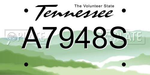 A7948S Tennessee License Plate