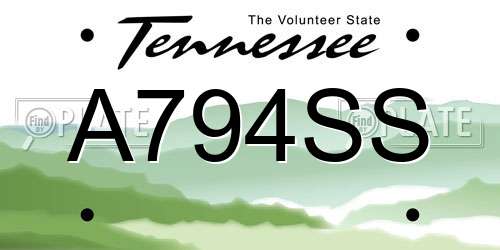 A794SS Tennessee License Plate