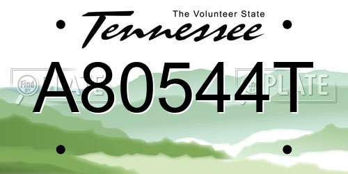 A80544T Tennessee License Plate