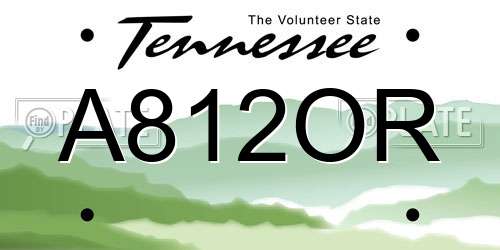 A812OR Tennessee License Plate
