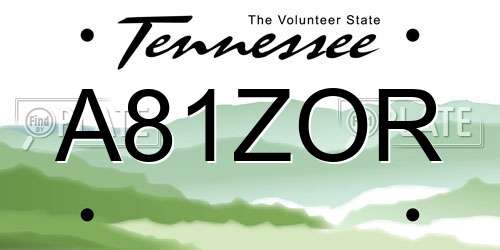 A81ZOR Tennessee License Plate
