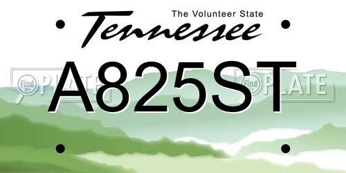 A825ST Tennessee License Plate