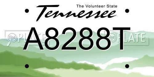 A8288T Tennessee License Plate