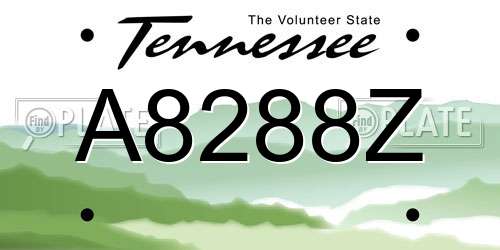 A8288Z Tennessee License Plate
