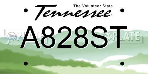 A828ST Tennessee License Plate