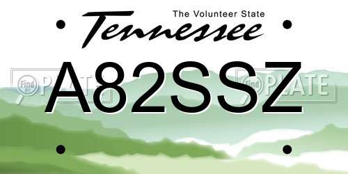 A82SSZ Tennessee License Plate